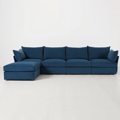 Cuckooland Swyft Sofa in a Box Model 06 Modular Velvet 4 Seater Sofa with Chaise -