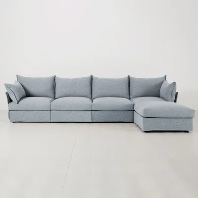 Cuckooland Swyft Sofa in a Box Model 06 Modular Linen 4 Seater Sofa with Chaise