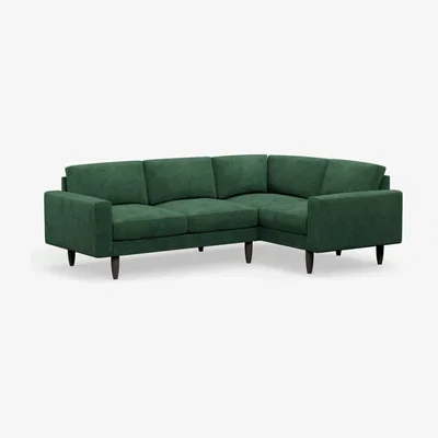 Cuckooland Hutch Rise Velvet 4 Seater Corner Sofa with Block Arms