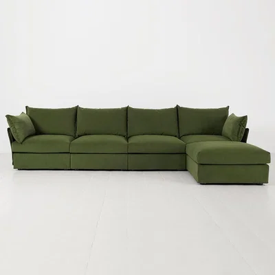 Cuckooland Swyft Sofa in a Box Model 06 Modular Velvet 4 Seater Sofa with Chaise -