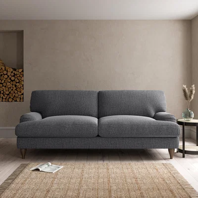 Dunelm Darwin Slub Cotton Blend 4 Seater Sofa Slub Cotton Black