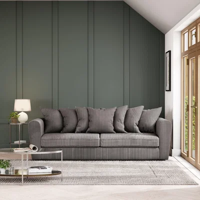 Dunelm Blake Curved Arm Scatter Back Jumbo Cord 4 Seater Sofa Jumbo Cord Grey
