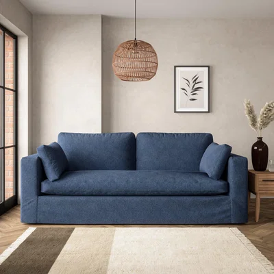 Dunelm Alnwick Soft Cotton 4 Seater Sofa Soft Cotton Folkstone Blue