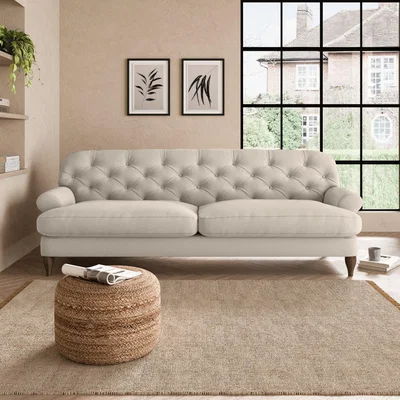 Dunelm Canterbury Luxury Velvet 4 Seater Sofa Luxury Velvet Natural