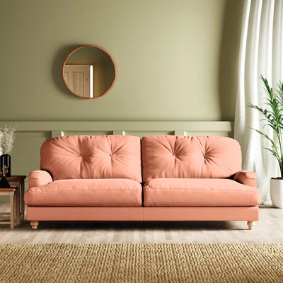 Dunelm Martha Vintage Velvet 4 Seater Sofa Vintage Velvet Apricot
