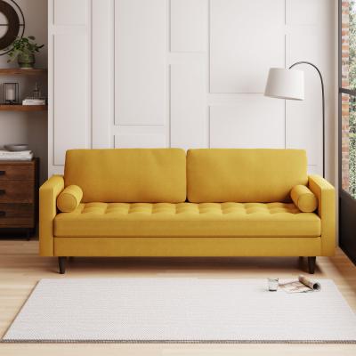 Dunelm Zoe Velvet 4 Seater Sofa Honey (Yellow)