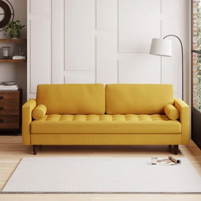 Dunelm Zoe Velvet 4 Seater Sofa Honey (Yellow)