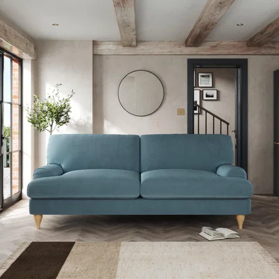 Dunelm Darwin 4 Seater Sofa Cosy Velvet Pacific