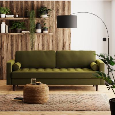 Dunelm Zoe Velvet 4 Seater Sofa Olive (Green)