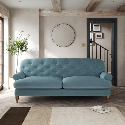 Dunelm Canterbury 4 Seater Sofa Cosy Velvet Pacific