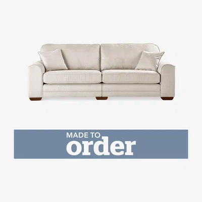 Dunelm Morello 4 Seater Sofa Brushed Plain Fabric White
