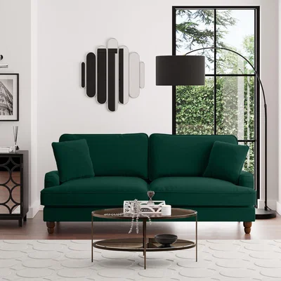 Dunelm Beatrice Velvet 4 Seater Sofa Bottle (Green)