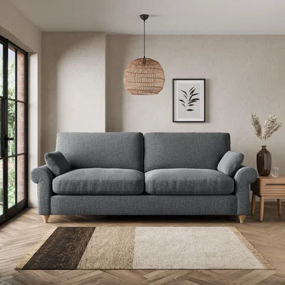 Dunelm Salisbury Slub Cotton Blend 4 Seater Sofa Slub Cotton Black
