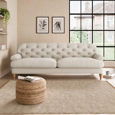 Dunelm Canterbury Slub Cotton Blend 4 Seater Sofa Slub Cotton Sandstone
