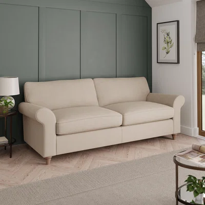 Dunelm Rosa Soft Chenille 4 Seater Sofa Soft Chenille Sandstone