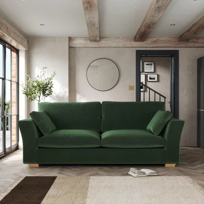 Dunelm Blakeney 4 Seater Sofa Cosy Velvet Bottle Green