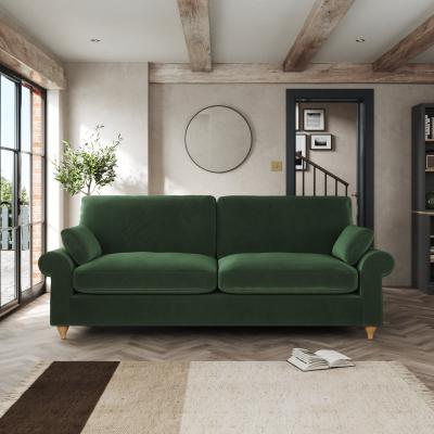 Dunelm Salisbury 4 Seater Sofa Cosy Velvet Bottle Green