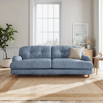 Dunelm Martha Slub Faux Linen 4 Seater Sofa Slub Faux Linen Denim