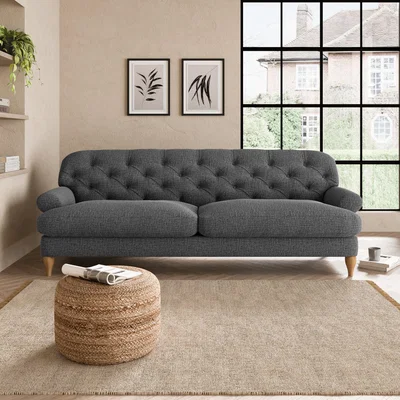Dunelm Canterbury Slub Cotton Blend 4 Seater Sofa Slub Cotton Black