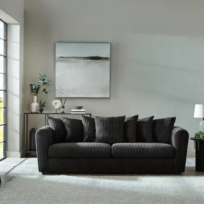 Dunelm Blake Curved Arm Scatter Back Jumbo Cord 4 Seater Sofa Jumbo Cord Black
