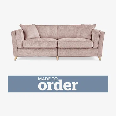Dunelm Arabella 4 Seater Sofa Luxury Chenille Pink