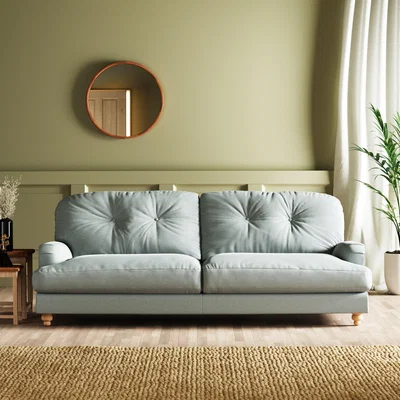 Dunelm Martha Vintage Velvet 4 Seater Sofa Vintage Velvet Soft Blue