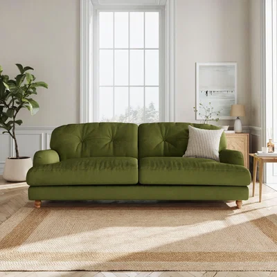 Dunelm Martha Matte Plush Velvet 4 Seater Sofa Matte Plush Velvet Olive