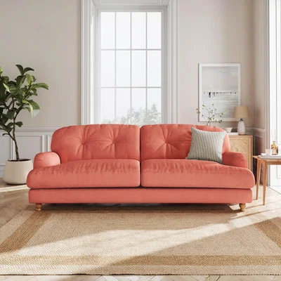 Dunelm Martha Matte Plush Velvet 4 Seater Sofa Matte Plush Velvet Bright Coral