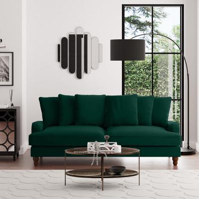 Dunelm Beatrice Velvet Scatter Back 4 Seater Sofa Bottle (Green)