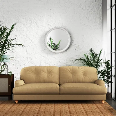 Dunelm Martha Slub Faux Linen 4 Seater Sofa Slub Faux Linen Ochre