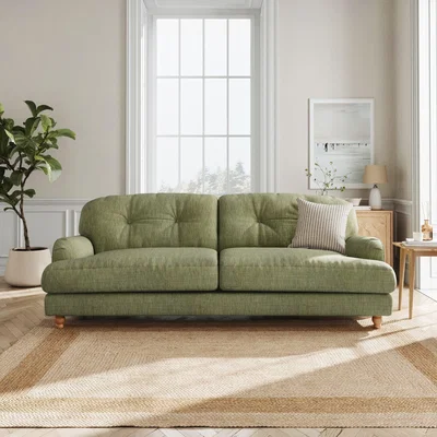 Dunelm Martha Slub Faux Linen 4 Seater Sofa Slub Faux Linen Green