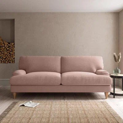 Dunelm Darwin Luxury Velvet 4 Seater Sofa Luxury Velvet Peach Blush