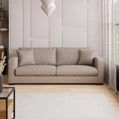 Dunelm Carson Faux Leather 4 Seater Sofa Mink