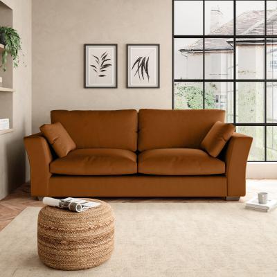 Dunelm Blakeney Luxury Velvet 4 Seater Sofa Luxury Velvet Orange Umber