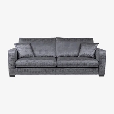 Dunelm Carson Distressed Velvet 4 Seater Sofa Grey