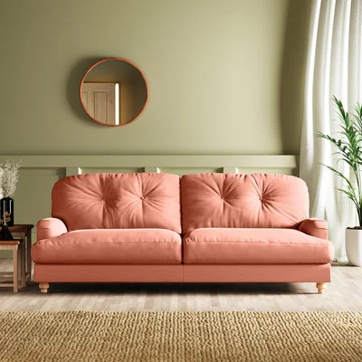 Dunelm Martha Vintage Velvet 4 Seater Sofa Vintage Velvet Soft Coral