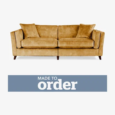 Dunelm Arabella 4 Seater Sofa Slub Velvet Yellow