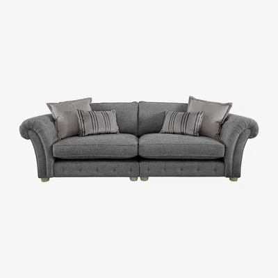 Furniture Village Oyster Bay 4 Seater Split Fabric Classic Back Sofa - Grey