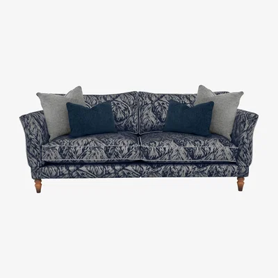 Furniture Village Boutique Chatterley 4 Seater Split Frame Sofa with Knole Arms - Canopy Midnight with Walnut Feet