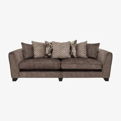 Furniture Village Ariana 4 Seater Fabric Pillow Back Sofa - Dapple Chocolate
