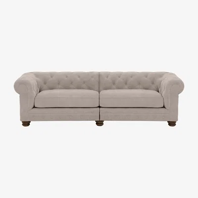 Furniture Village Alexander and James - Chesterfield Collection Hugo 4 Seater Split Frame Fabric Sofa - Linen Sand - Dark Feet
