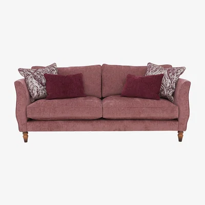 Furniture Village Boutique Chatterley 4 Seater Sofa - Bolero Mulberry with Walnut Feet