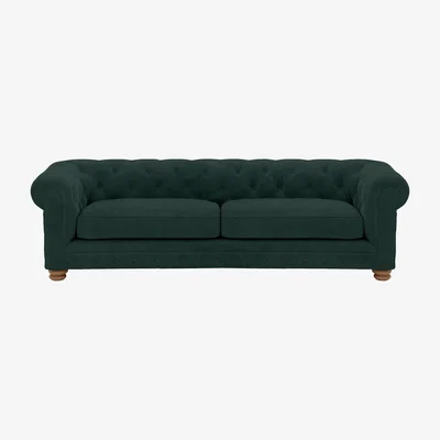 Furniture Village Alexander and James - Chesterfield Collection Hugo 4 Seater Fabric Sofa - Honeycreeper - Oak Feet