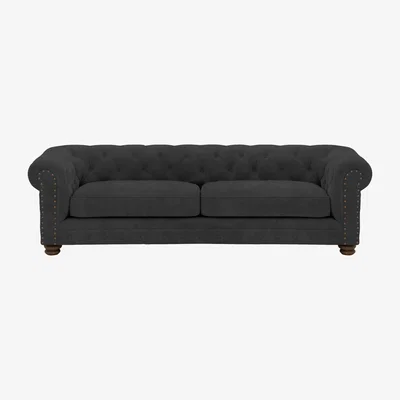 Furniture Village Alexander and James - Chesterfield Collection Hugo 4 Seater Fabric Sofa - Boot with Studs - Dark Feet