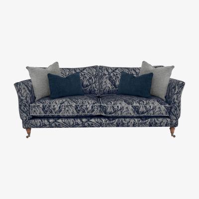 Furniture Village Boutique Chatterley 4 Seater Split Frame Sofa with Knole Arms - Canopy Midnight with Walnut Castors
