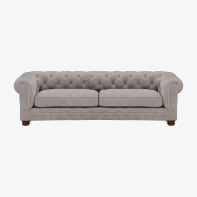 Furniture Village Alexander and James - Chesterfield Collection Hugo 4 Seater Fabric Sofa - Chamonix Silver - Dark Feet