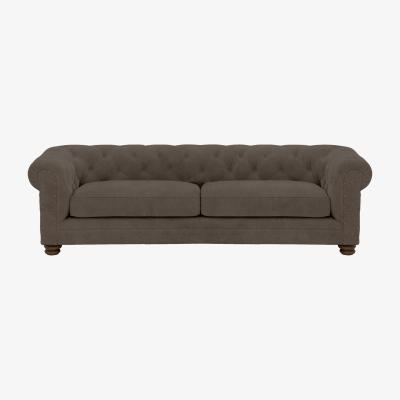 Furniture Village Alexander and James - Chesterfield Collection Hugo 4 Seater Fabric Sofa - Discovery with Studs - Dark Feet