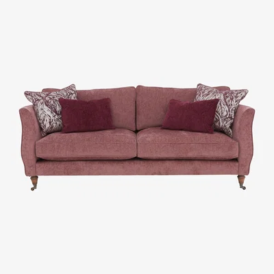 Furniture Village Boutique Chatterley 4 Seater Sofa - Bolero Mulberry with Walnut Castors