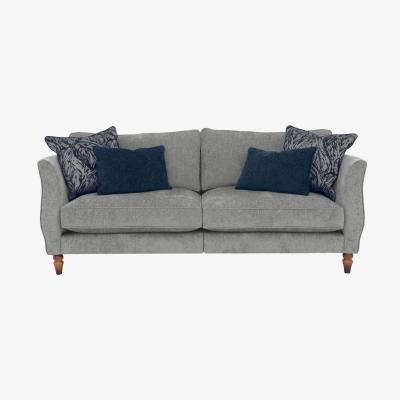 Furniture Village Boutique Chatterley 4 Seater Split Frame Sofa - Bolero Steel with Walnut Feet