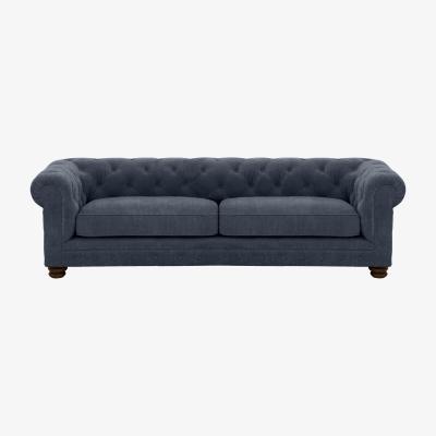 Furniture Village Alexander and James - Chesterfield Collection Hugo 4 Seater Fabric Sofa - Linen Denim - Dark Feet